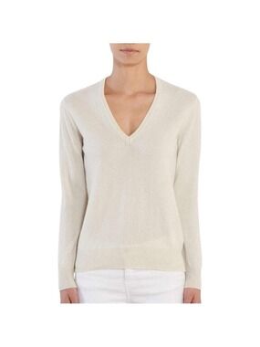 White + Warren Essentials Cashmere V-Neck Sweater | Size L